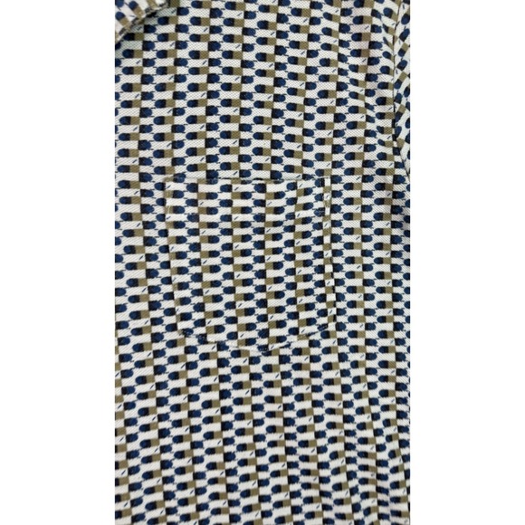 Vintage Windridge Polo‎ Shirt Mens XL White Blue Pattern Knit Short Sleeve 90s - Picture 2 of 7